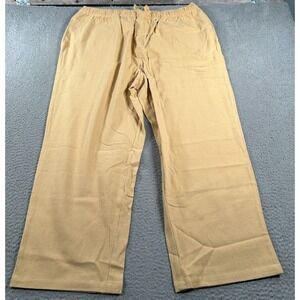 KS Island Pant Men's 2XL Yellow Cotton Khakis Baggy Coastal Resortwear Beach